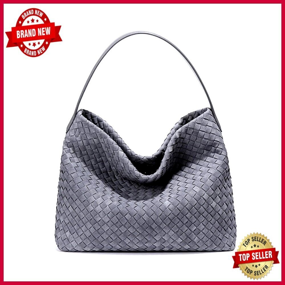 Medium Woven Faux Suede Hobo Tote with Removable Strap